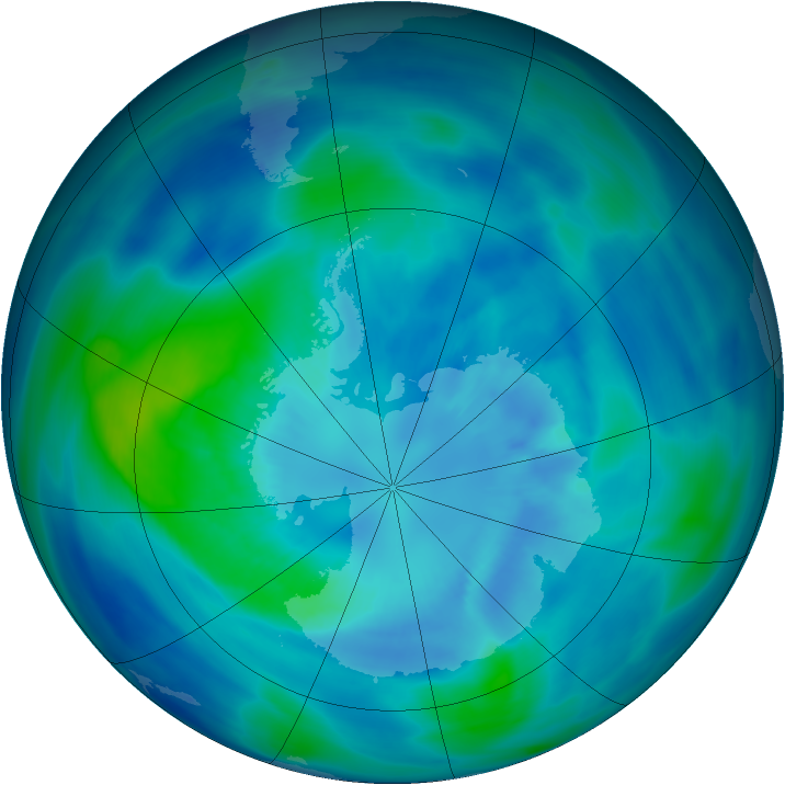 Antarctic ozone map for 30 March 2007